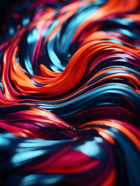 A colorful, swirling pattern of red, blue, and orange