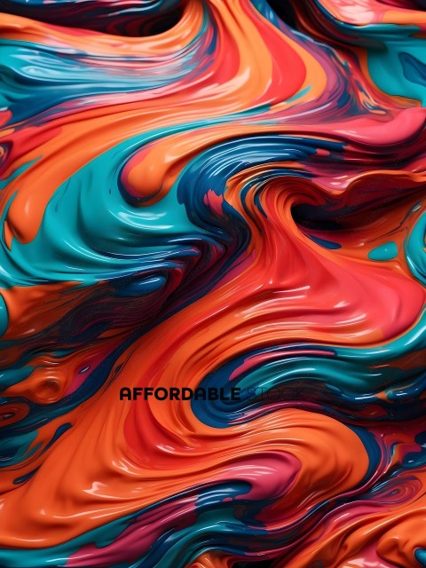 A swirling, colorful, abstract painting