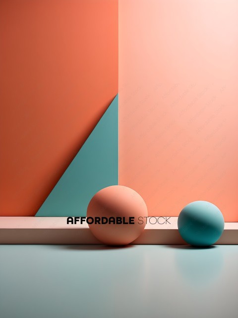 Three balls on a blue and pink background
