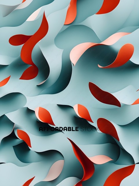 A blue and red patterned fabric with a wave like design
