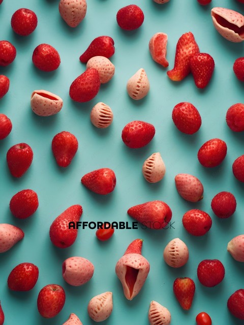 A close up of a bunch of strawberries