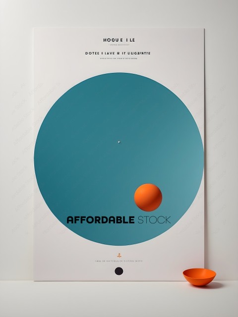 A poster of a blue and orange circle with a dot in the middle