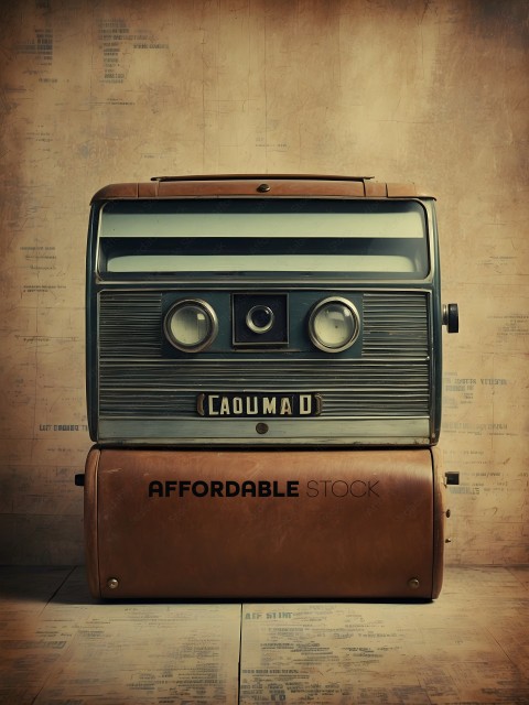 A vintage radio with a brown leather case