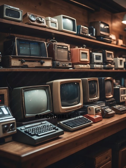 Vintage Electronics on Shelf