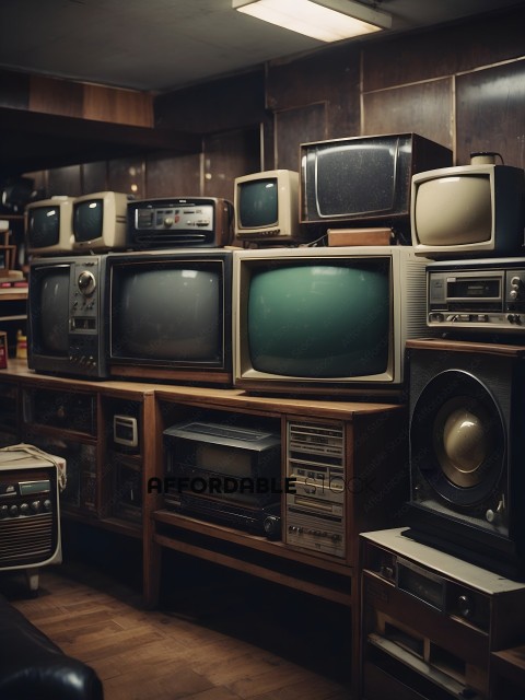 A collection of old school televisions