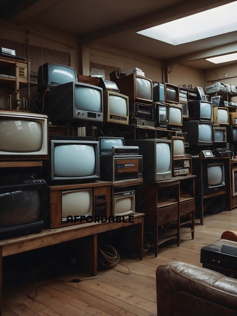 A room full of old fashioned televisions