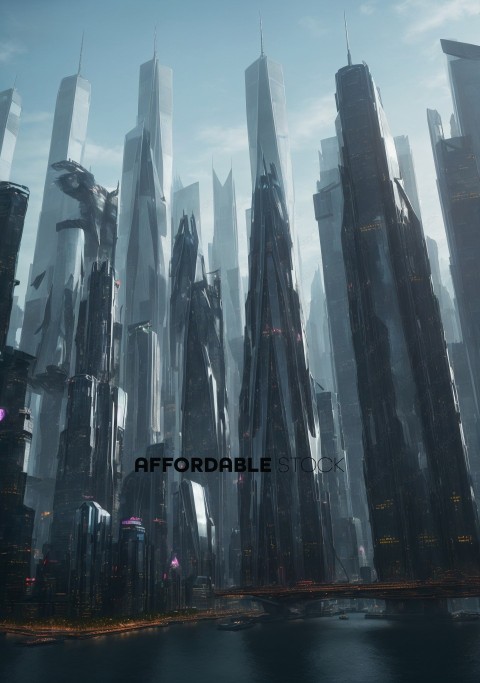 Futuristic Cityscape with Skyscrapers