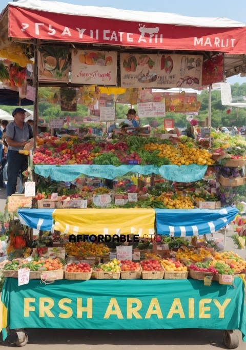 Colorful Fruit Market Stall