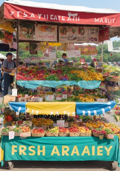 Colorful Fresh Fruit Market Stall