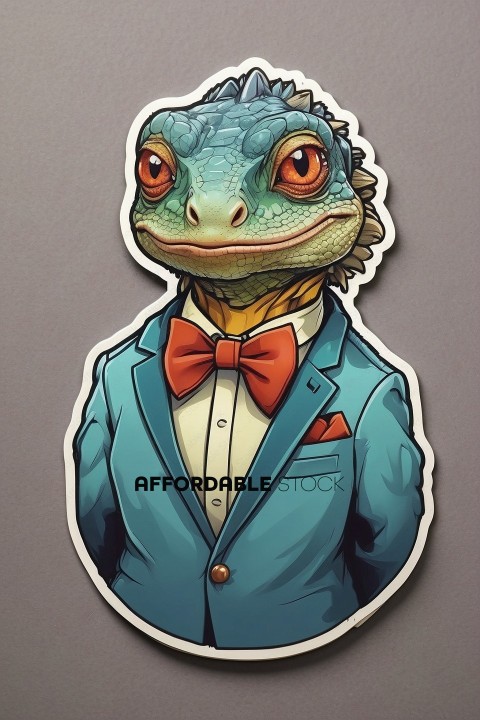 Stylish Iguana in Suit Illustration