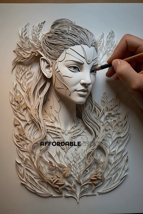 Paper Artwork of a Fantasy Female Character