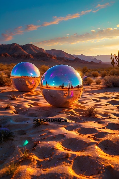 Two Glowing Balls in the Desert