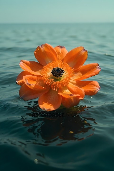 A beautiful orange flower in the water