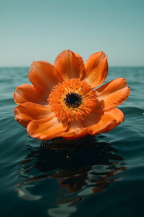 A beautiful orange flower in the water