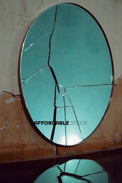 A broken mirror with a cracked reflection
