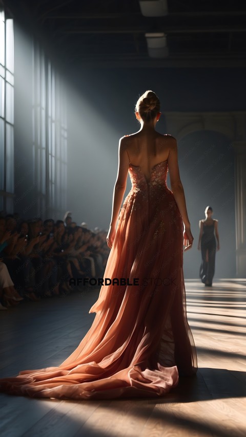 Elegant Fashion Show with Model in Designer Gown