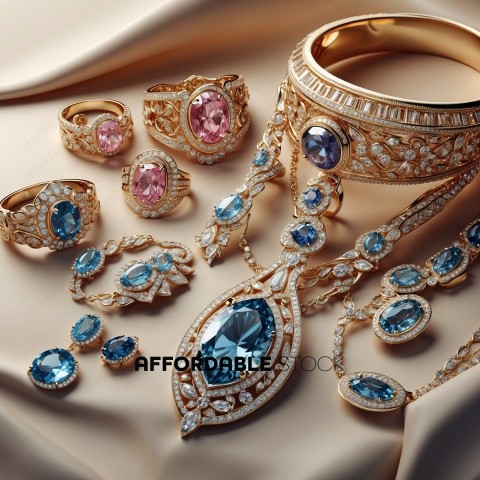 Elegant Gold Jewelry Collection with Gems