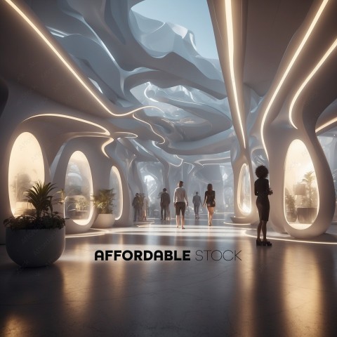 Futuristic Interior with Organic Design Elements