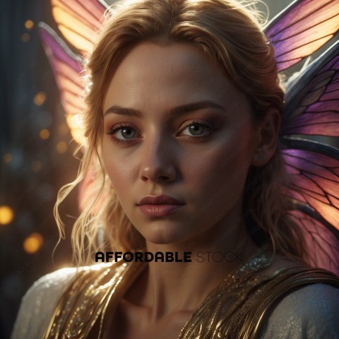 Enchanting Fairy Portrait with Radiant Wings