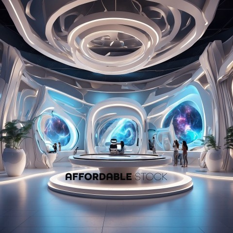 Futuristic Interior Design with Cosmic Projections