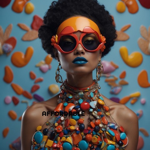Fashion Model with Colorful Accessories and Sunglasses