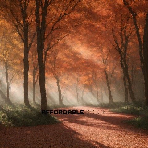 Autumn Forest Pathway with Sunbeams