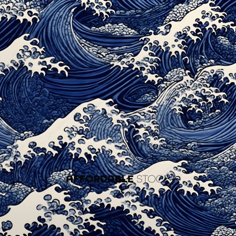 Blue and White Porcelain Wave Pattern