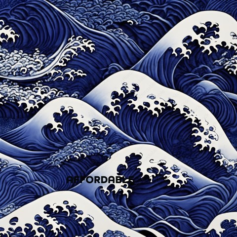 Abstract Blue Waves Fractal Art
