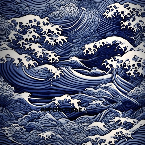 Stylized Blue Ocean Waves Illustration