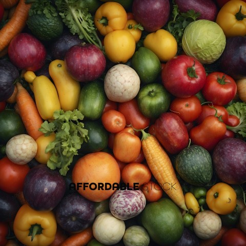 Assorted Fresh Vegetables Top View