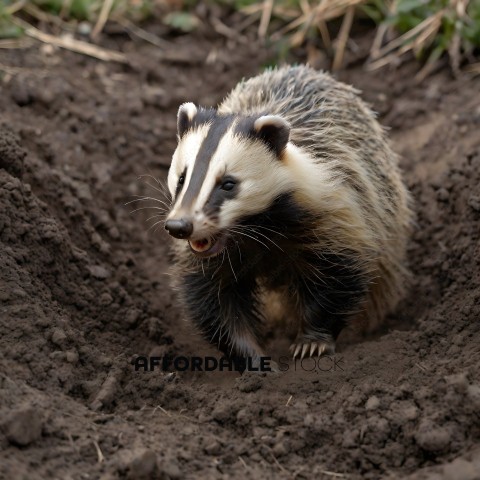 A badger digging in the dirt