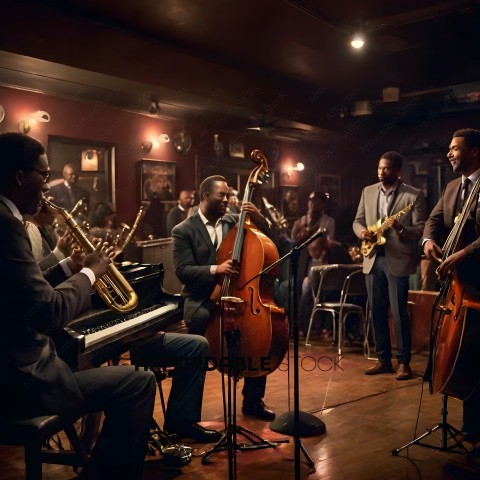 Jazz Band Performing in a Bar