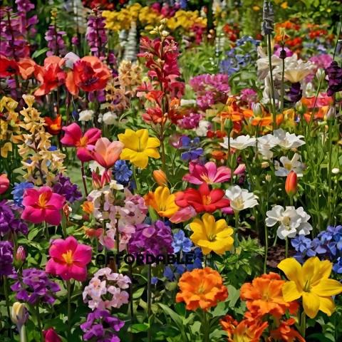 A vibrant garden of flowers in full bloom