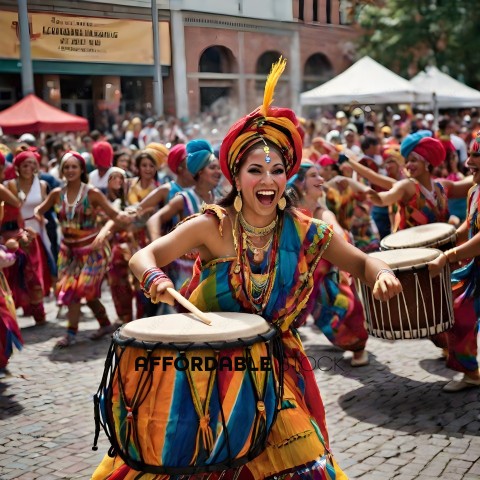Colorful Indian Dancers Perform in the Street