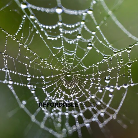 A spider web with dew drops
