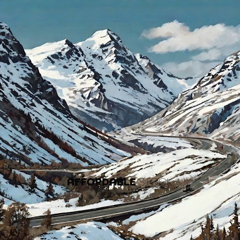 Snowy Mountains with Highway