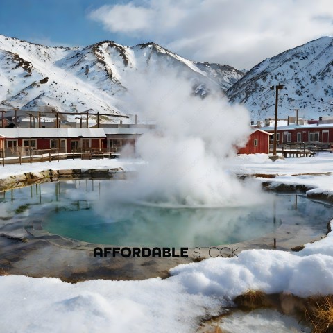 Steam Erupting from a Pool in the Snow