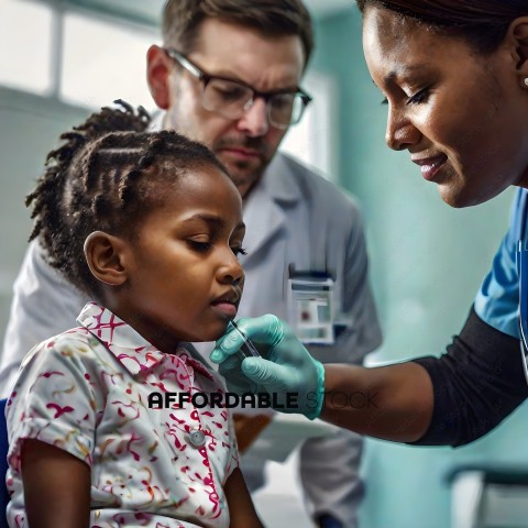 A nurse is giving a child a shot