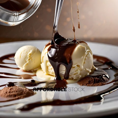 Chocolate Drizzle on Vanilla Ice Cream
