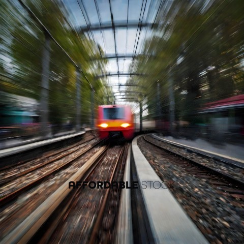 Blurry Train on Tracks