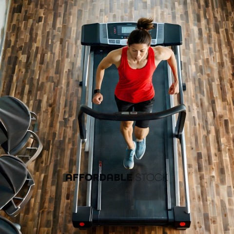 Woman jogging on a treadmill