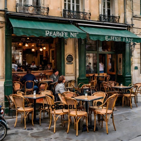 A cafe with many tables and chairs outside