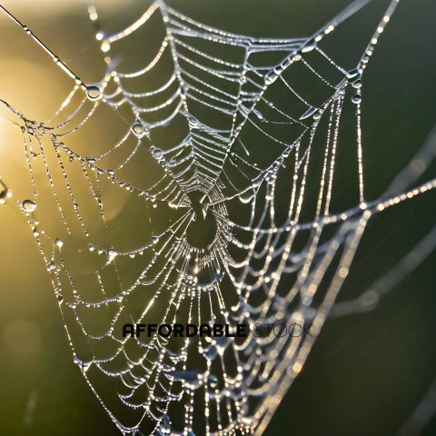 A spider's web with dew drops