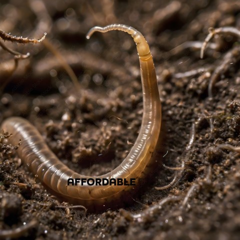 A close up of a worm in the dirt