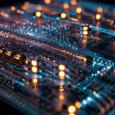 A close up of a circuit board with many wires and electronic components