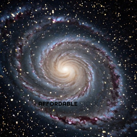 A galaxy with a spiral shape and a lot of stars