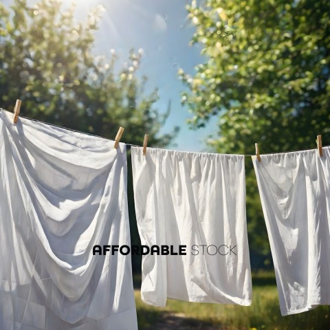 White Clothes Hanging Outside on a Sunny Day
