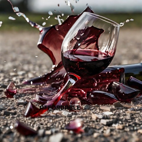 Broken Wine Glass on Pavement