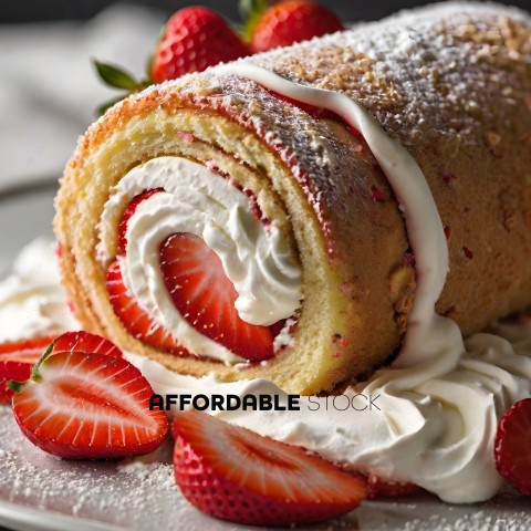 A delicious dessert with strawberries and whipped cream