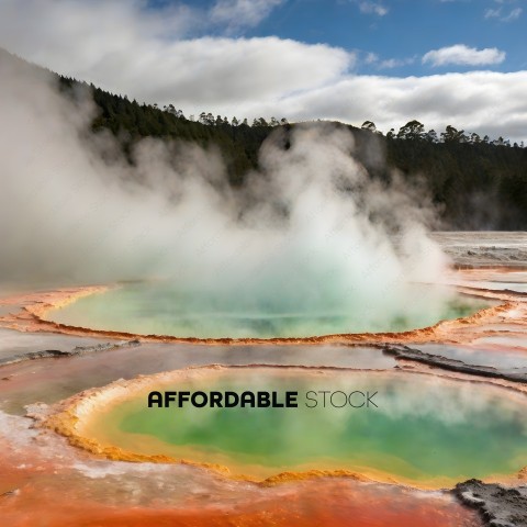 A hot spring with a greenish yellow color